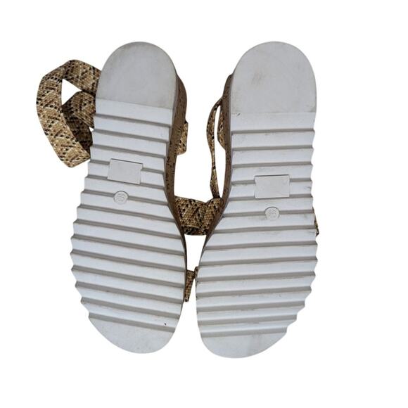 R2 Cork Platform Wedge Sandals Elastic Ankle Straps Open Toe Beige Size US 9.5 - Picture 6 of 10